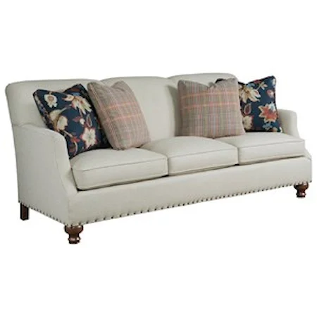 Transitional Upholstered Sofa with Nail Head Trim